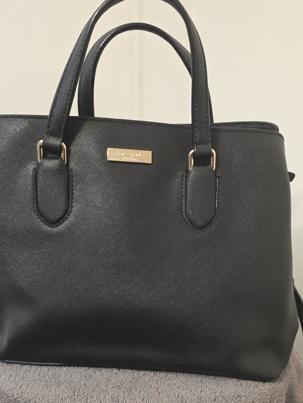 kate spade Black Saffiano Satchel with Gold Hardware